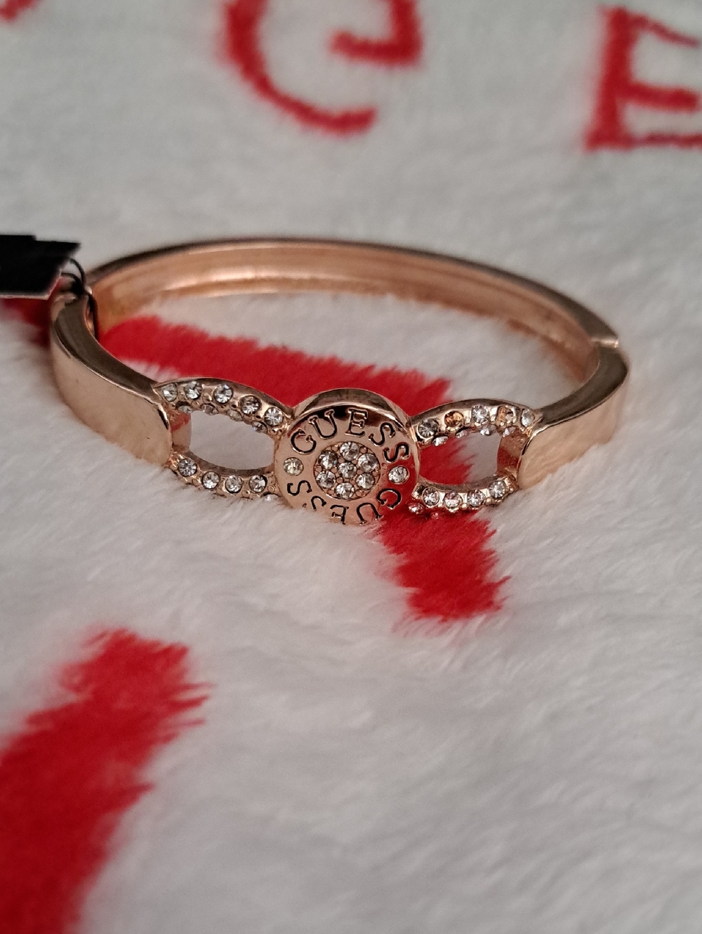 GUESS Rose Gold Crystal Logo Link Bangle
